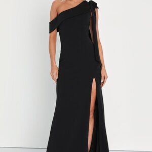 Lulus Stepped Out Stunning Black One-shoulder Mermaid Maxi Dress - Size XL